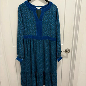 Boden Blue Bishop Sleeve Knee-Length Sundress